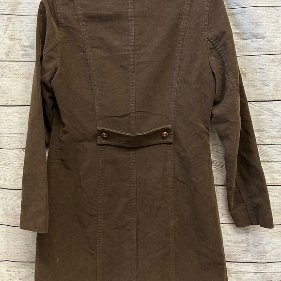 GAP Vintage Y2K Chocolate Brown 100% COTTON Button Coat M Trench Coat - Picture 6 of 10